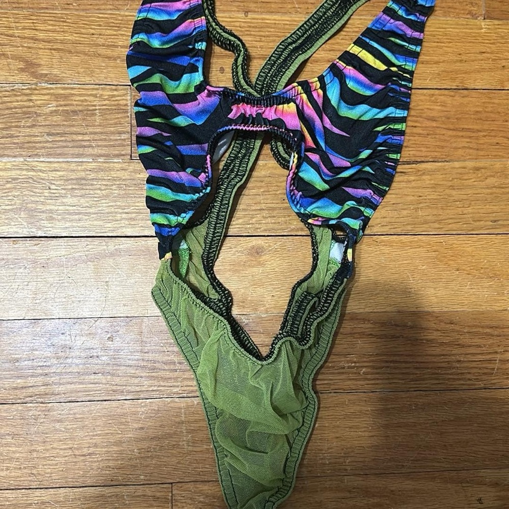 Multicolor Zebra Print One-Piece dance wear/rave attire